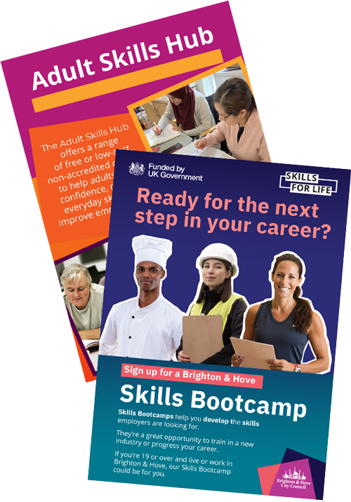 Image showing the front of the Brighton & Hove Adult Skills Hub & Skills Bootcamps Flyers